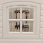Detailansicht Fenster mit Werkzeugaufhängung im Lifetime Gerätehaus, anthrazit-grau.