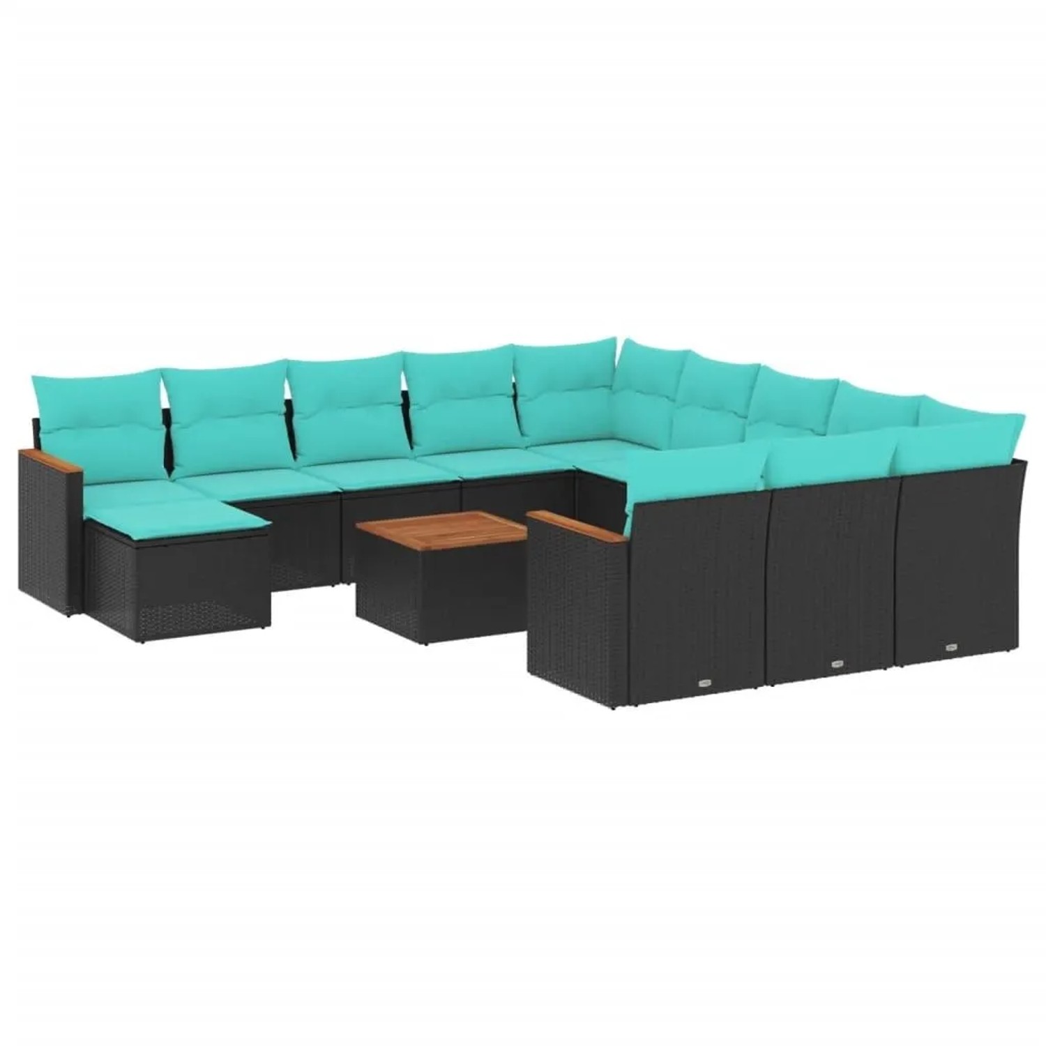 vidaXL 13-Tlg Gartensofa-Set mit Kissen Schwarz Polyrattan 3226589 günstig online kaufen
