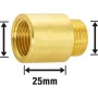 Hahnverlängerung aus Messing, 18,6 mm x 21 mm, 25 mm lang, für Gewindefittings.