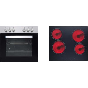 PKM Einbauherd-Set BIC3-I GK IX-2 aus Edelstahl mit Glaskeramikkochfeld und Backofen.