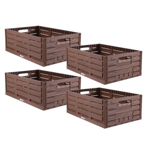 4er-Set faltbare Klappboxen in Holzoptik, 60x40 cm, ideal für Badaccessoires und mehr.