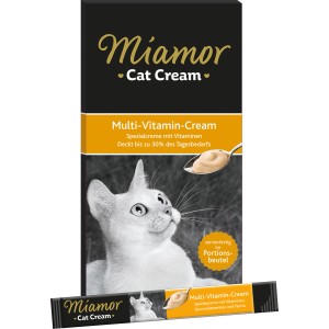 Miamor Multi-Vitamin-Cream, 6er Pack Katzenleckerli mit Vitaminen im Portionsbeutel.