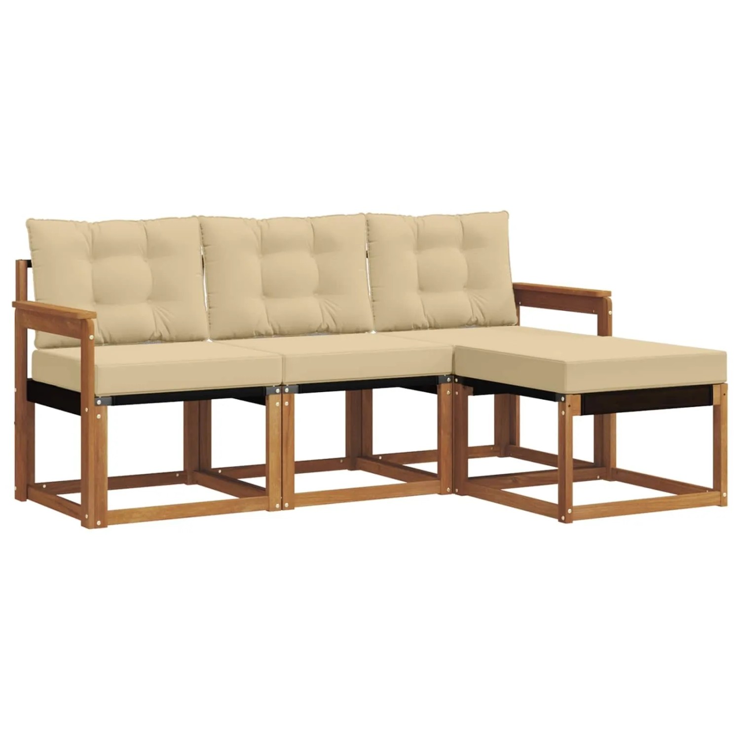 vidaXL Outdoor-Sofagarnitur mit Kissen 4-Tlg Natur und Beige 3368540