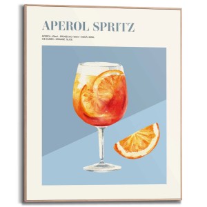 Gerahmtes Bild: Aperol Spritz Cocktail mit Orangenscheibe, moderne Küchendeko.