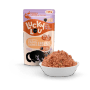 Lucky Lou Katzen-Nassfutter Adult Geflügel & Lachs, 125g Packung und Portion in Schale.