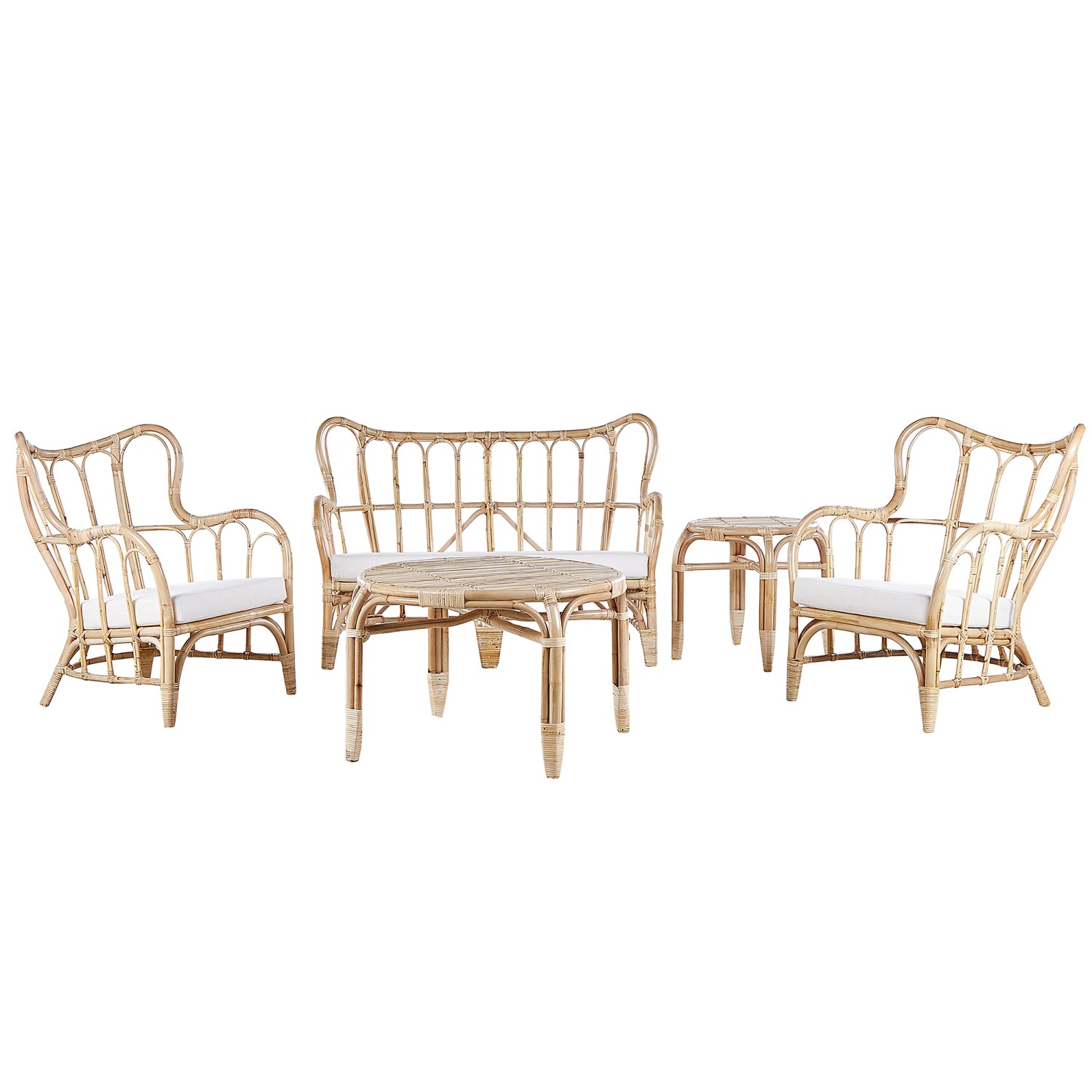 Beliani Sitzgruppe BRINDISI Naturfarben Beige Beige 68x119x78