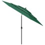 Grüner furnicato Sonnenschirm mit Aluminium-Mast, 3 m Durchmesser. Balkonschirm für Garten und Terrasse.