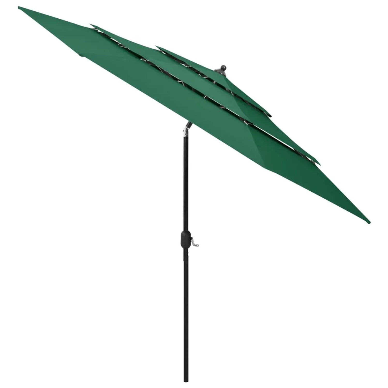 Grüner furnicato Sonnenschirm mit Aluminium-Mast, 3 m Durchmesser. Balkonschirm für Garten und Terrasse.
