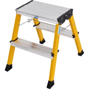 Gelber Krause Klapptritt Rolly mit 2x2 Stufen, fahrbar und rutschfest.