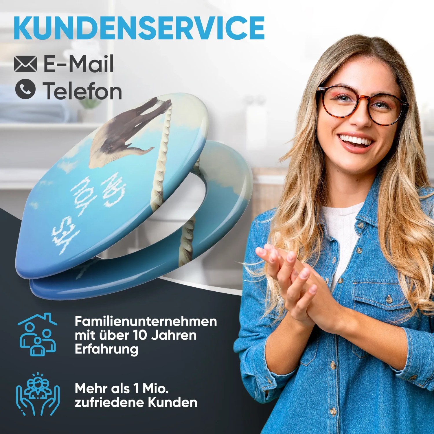 Sanilo WC-Sitz mit Absenkautomatik, Holz, blau mit Motiv. Hochwertiger Toilettendeckel für mehr Komfort im Bad.