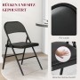 HOMCOM Klappstuhl 4er-Set, schwarz, mit Kunstleder-Kissen und Stahlbeinen.