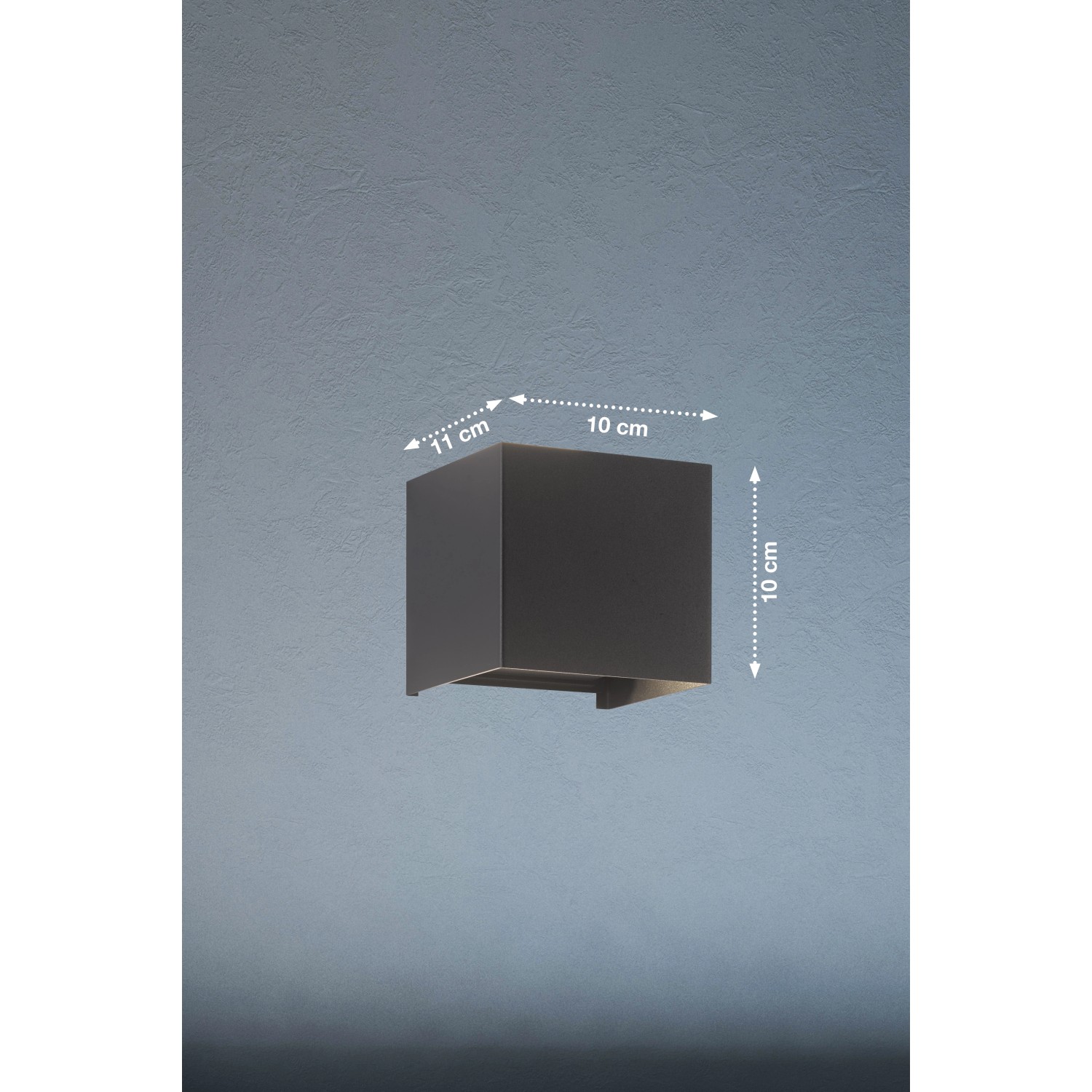 Eckige, schwarze LED-Wandleuchte Wall von Fischer & Honsel, 2x3W, 540lm. Moderne Wandlampe für Innen und Bad.