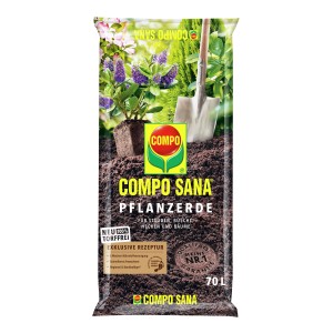 Sack Compo Sana Pflanzerde, torffrei, 70L. Erde für Stauden, Büsche und Bäume.