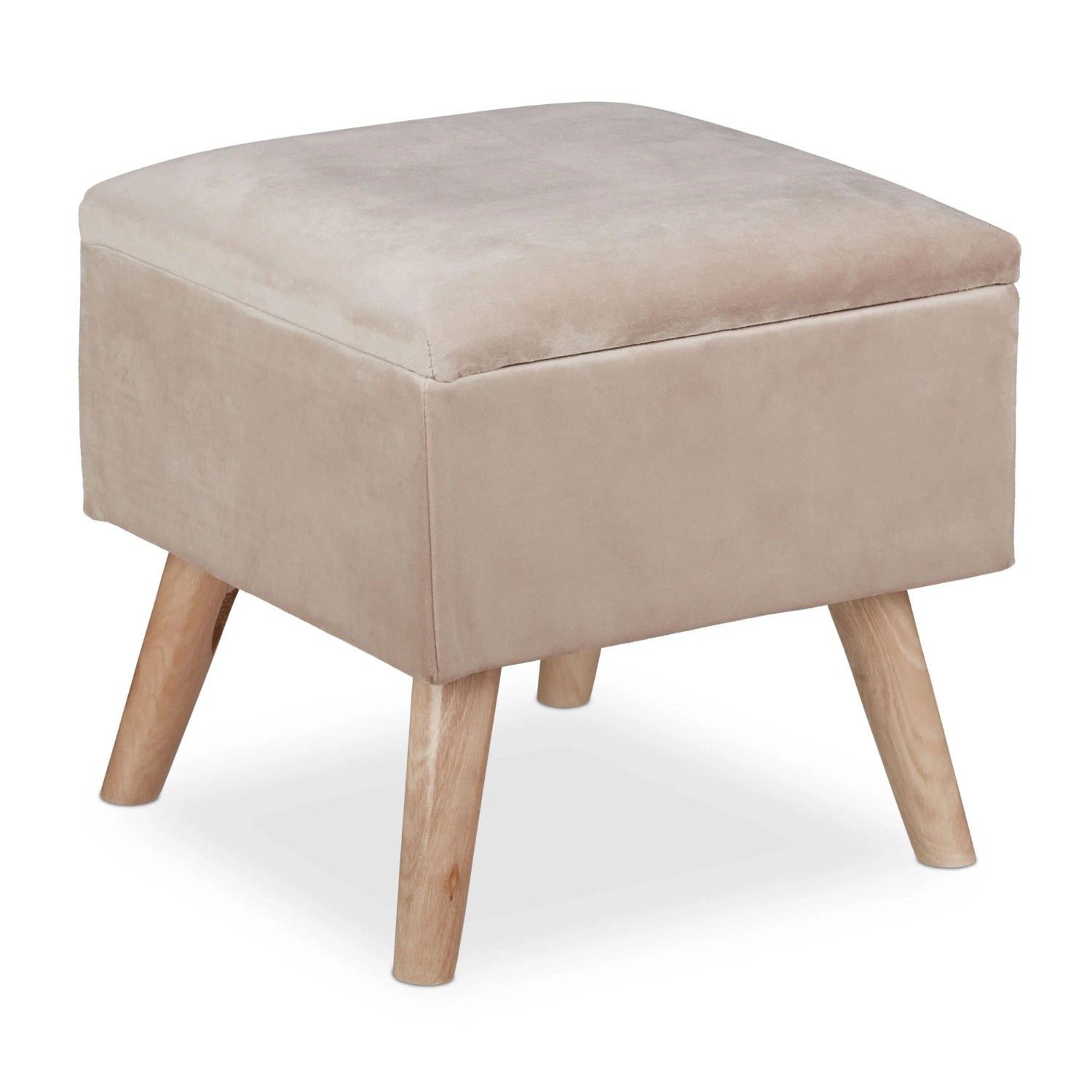 Relaxdays Samthocker Samt Creme mit Stauraum 40 cm x 40 cm x 40 cm 6,5 kg