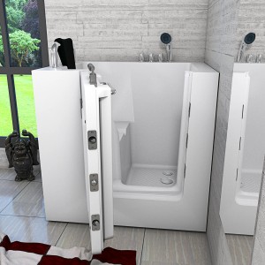 AquaVapore Sitzbadewanne mit Tür, Senioren-Sitzwanne 100x78cm, linksseitiger Türanschlag.