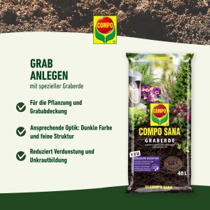 Compo Sana Graberde, 20 l Sack, tiefschwarze Spezialerde für die Grabgestaltung.