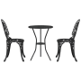 Schwarzes 3-tlg. vidaXL Garten Bistro Set aus Aluminium. Gartenmöbel für Terrasse und Balkon.