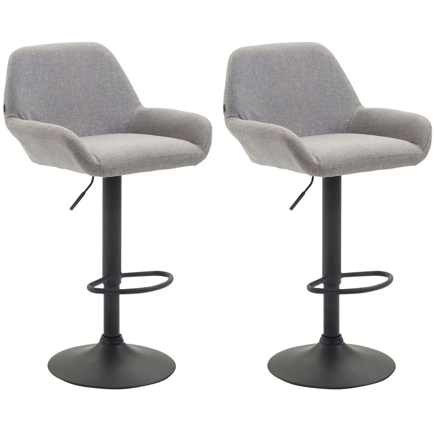 CLP 2er Set Barhocker Braga Stoff Grau/Schwarz