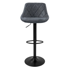 2er Set Barhocker Anthrazit Kunstleder mit Rückenlehne und Fußstütze von ML-Design.