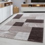 Moderner, brauner Kurzflorteppich Parma mit geometrischem Muster, 80x300 cm.