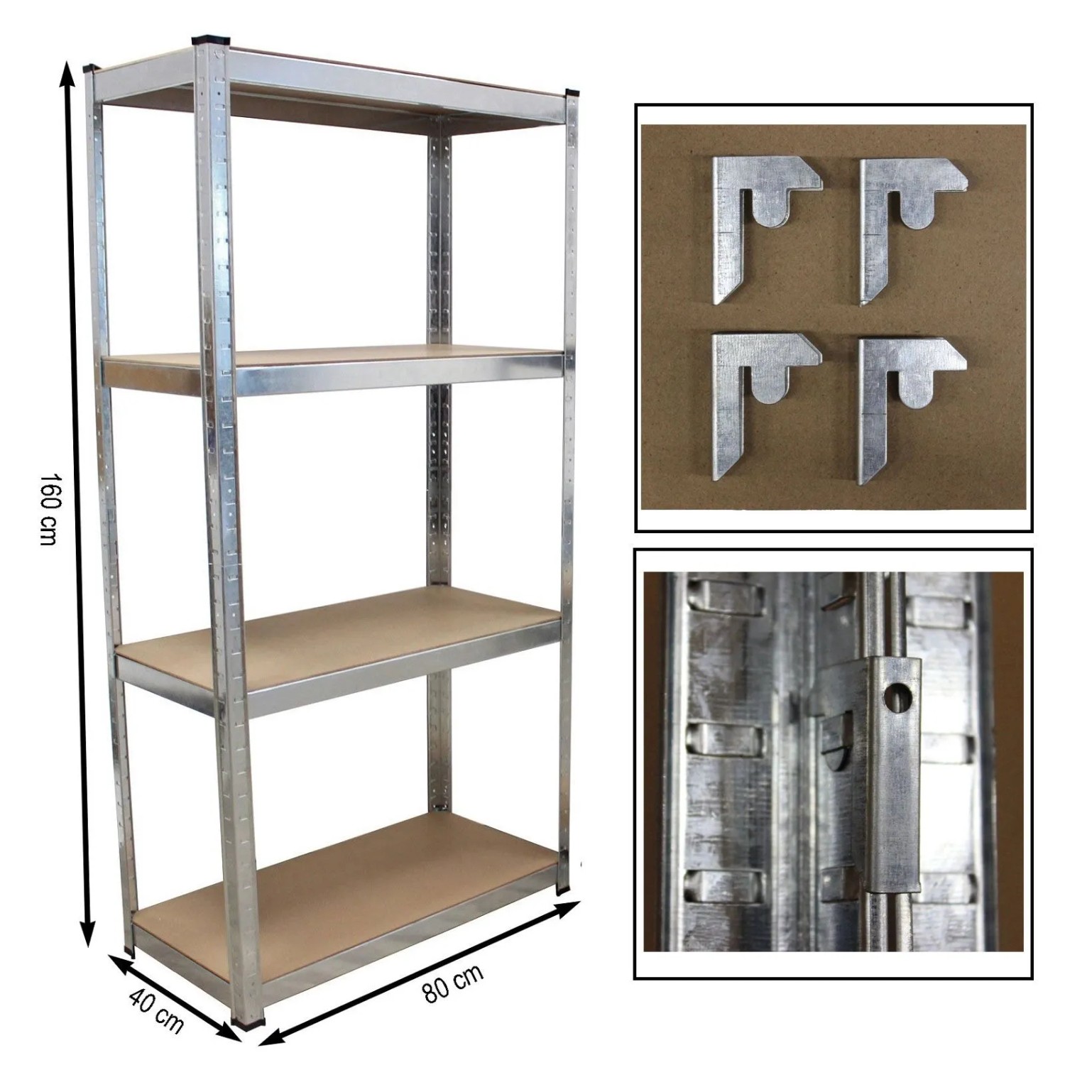 TRUTZHOLM Schwerlastregal 2er Set, 160x80x40cm, mit 4 Böden. Ideal für Garage, Keller oder Lager.
