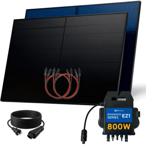 SUNNIVA Balkonkraftwerk 1000W mit 800W Wechselrichter, bifaziale Glas-Glas Solarmodule und Kabel.