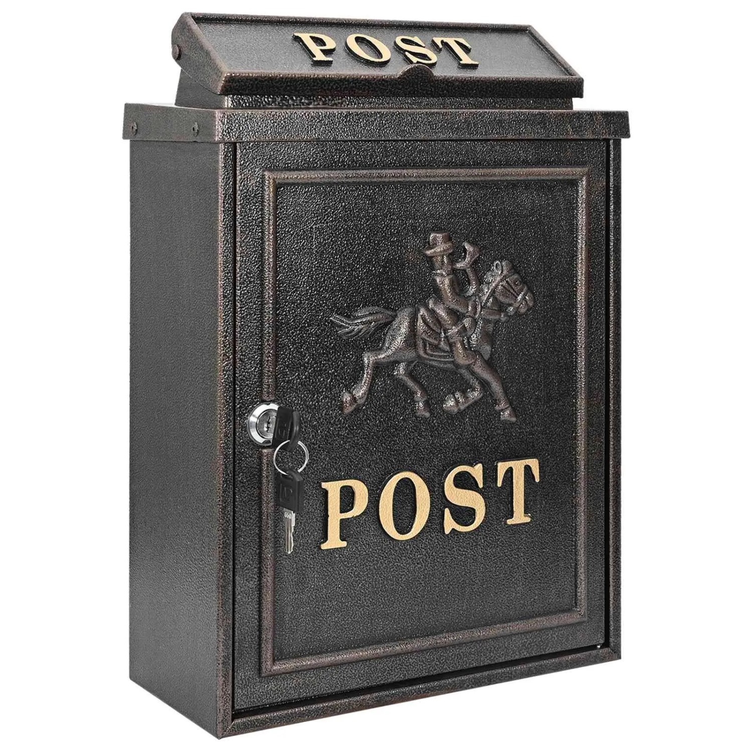 DELUKE Briefkasten PETER Bronze 29x13x41cm Gussaluminium Wandmontage Postkasten Nachrichtenkasten Für Briefe Und Zeitungen