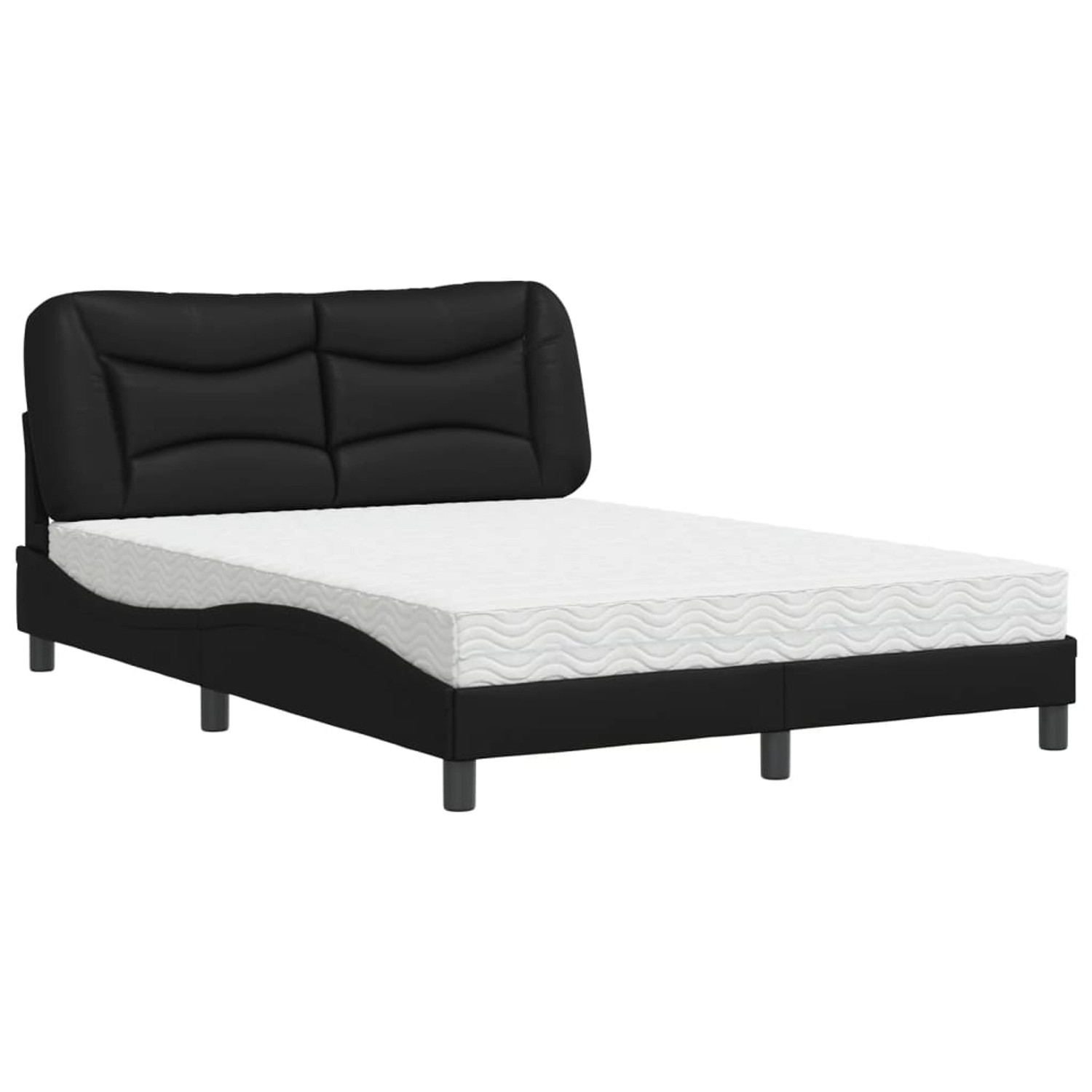 vidaXL Bett mit Matratze Schwarz 120x200 cm Kunstleder2008767