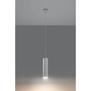 Licht-Erlebnisse Hängeleuchte Keramik Weiß Ø 7,5 cm Schmal GU10 Zylinder