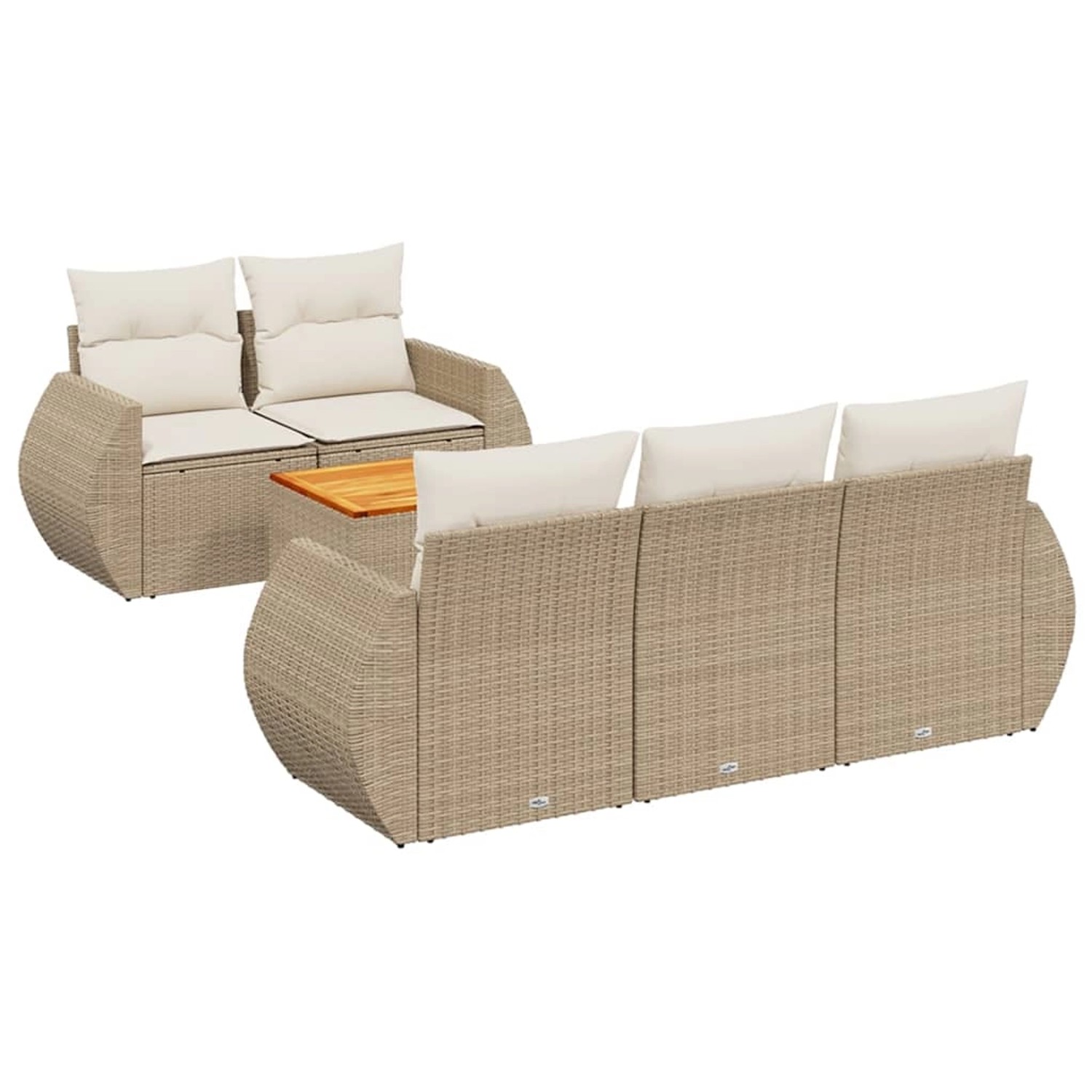 vidaXL 6-Tlg Garten-Sofagarnitur mit Kissen Beige Poly Rattan 3224889 günstig online kaufen