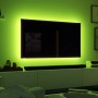 Paulmann MaxLED TV-Hintergrundbeleuchtung mit grünem LED-Streifen am 55-Zoll-Fernseher.