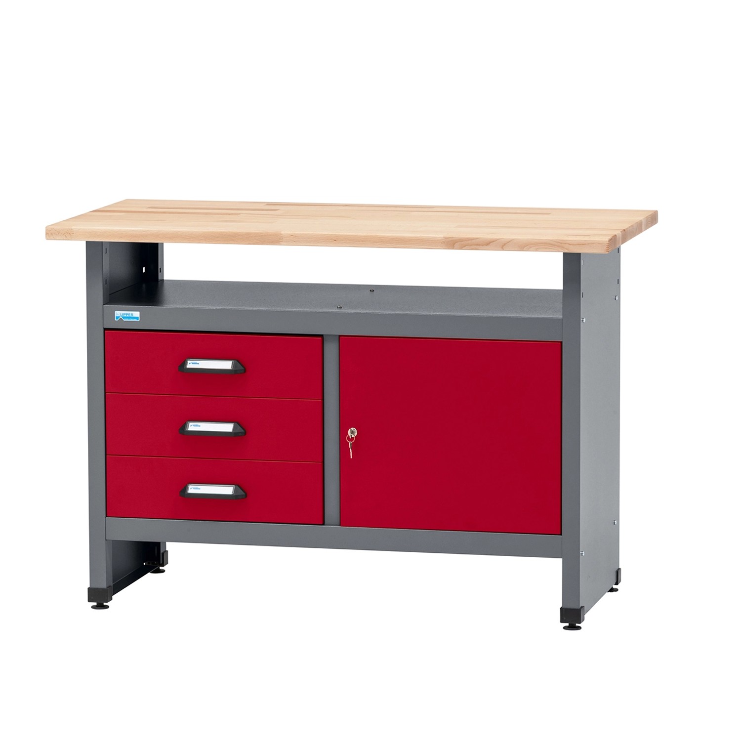 Küpper Werkbank Eintürig mit 3 Schubladen 84 x 120 x 60 cm Dunkelrot günstig online kaufen