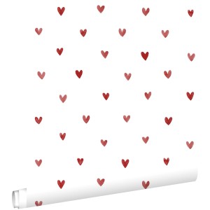 ESTAhome Tapete Herzchen Weiß und Rot 50 x 900 cm