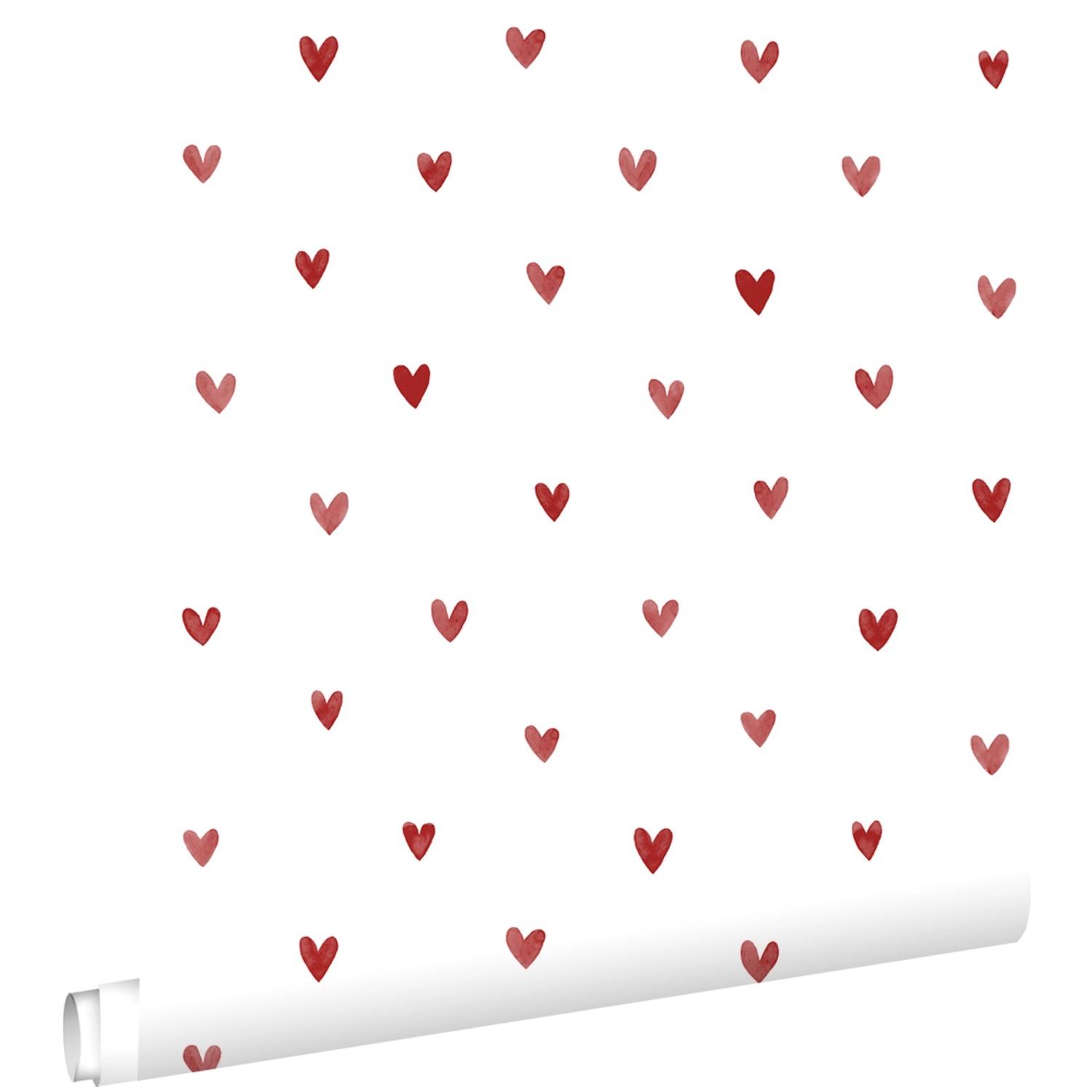 ESTAhome Tapete Herzchen Weiß und Rot 50 x 900 cm günstig online kaufen
