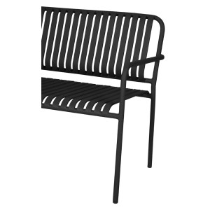 Schwarze ebuy24 Stella Gartenbank aus Metall mit Lattenstruktur für Garten oder Terrasse.
