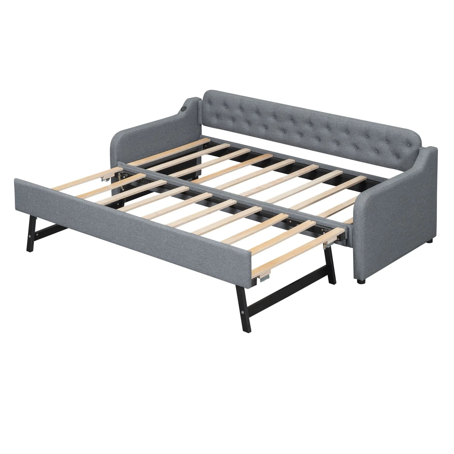 okwish Schlafsofa 90x200cm mit Rollbett USB Anschluss Grau ohne Matratze