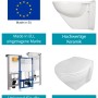 Calmwaters Wand-WC Set, erhöht, spülrandlos, mit WC-Sitz aus Duroplast, weiß.