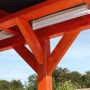Detailansicht Carport Spessart mit Abstellraum, Holzkonstruktion in Schiefergrau.