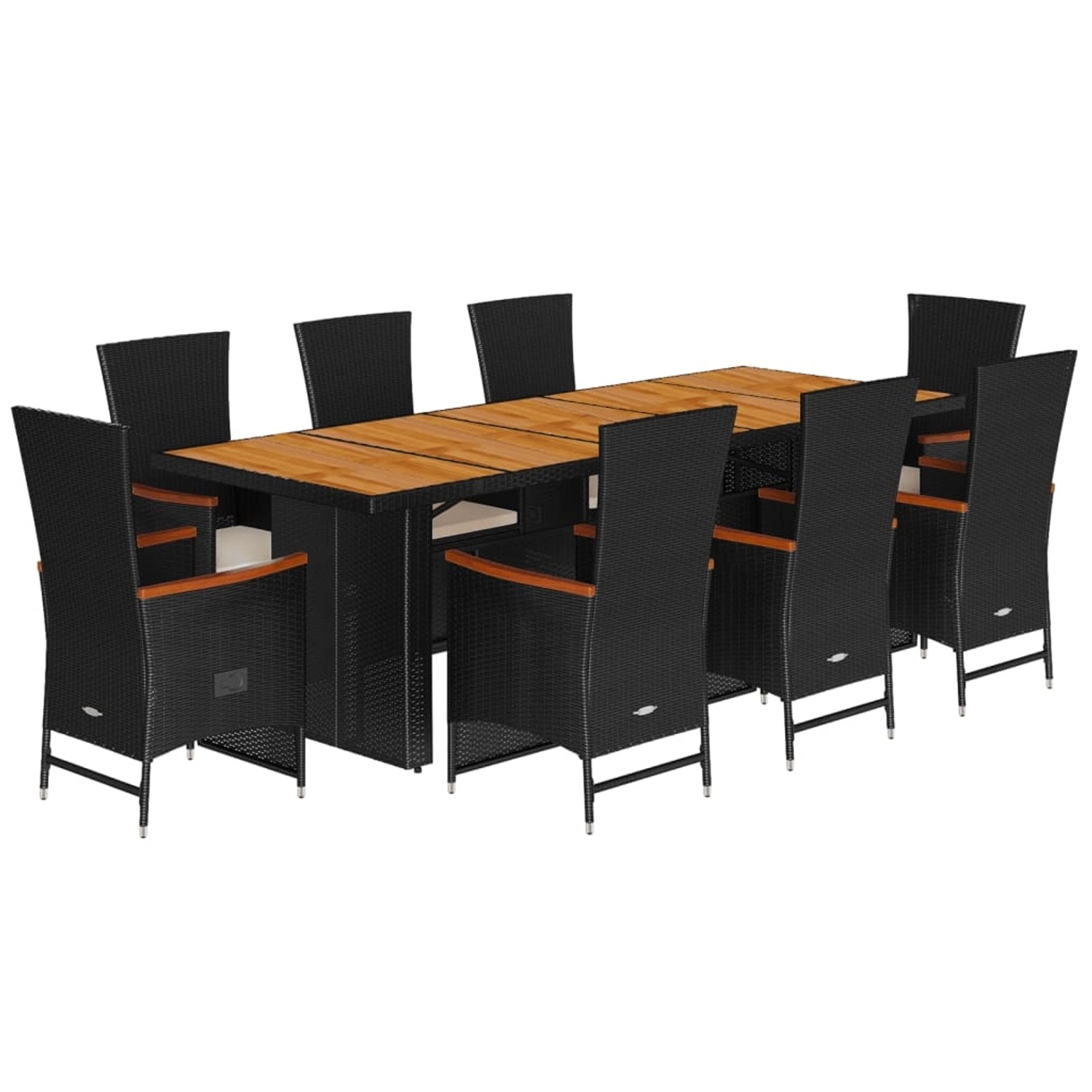 vidaXL 9-Tlg Garten-Essgruppe mit Kissen Schwarz Poly Rattan 3277526 günstig online kaufen