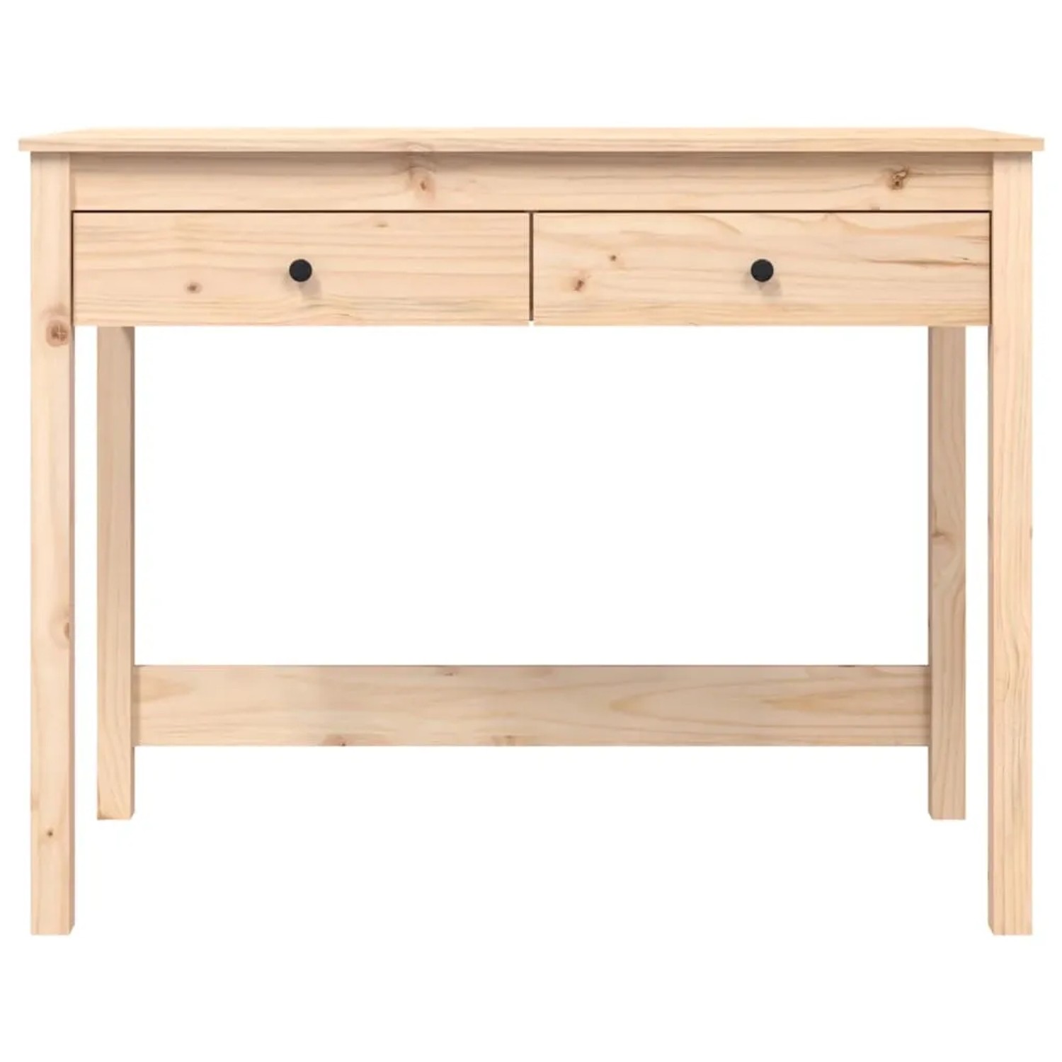 Schreibtisch aus Kiefernholz mit zwei Schubladen, 100x50x78 cm.