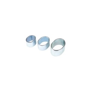 Drei ovale, verzinkte 8mm Seilklemmen für Seile und Schnüre. Robuste Metallhülsen zur sicheren Befestigung.