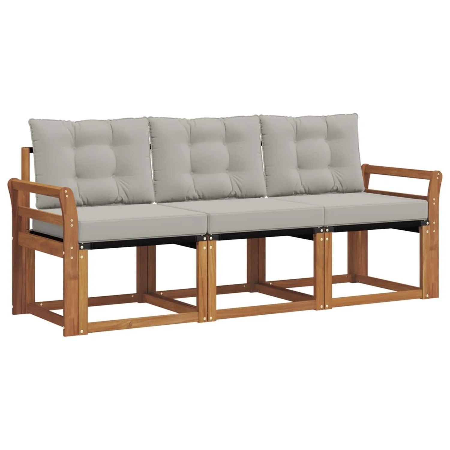 vidaXL Outdoor-Sofagarnitur mit Kissen 3-Tlg Natur und Hellgrau 3368354