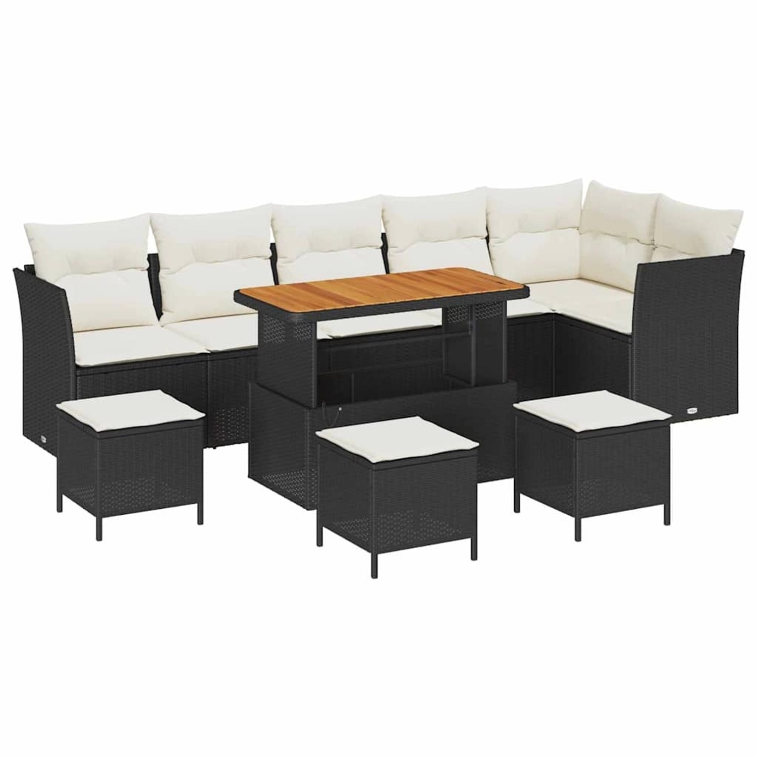 vidaXL Garten-Sofa-Set 10-Tlg Schwarz Poly Rattan 3361510 günstig online kaufen