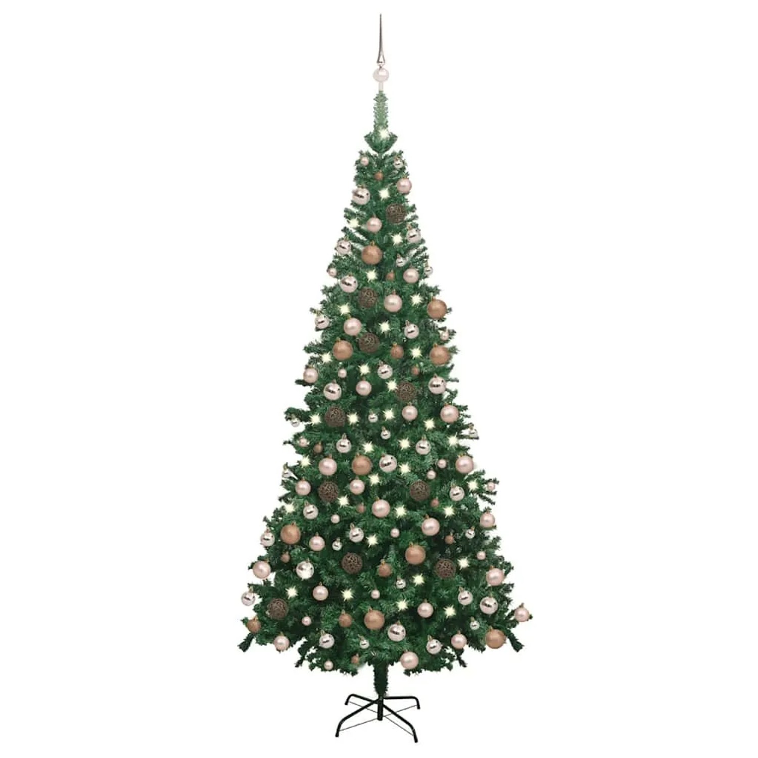 vidaXL Künstlicher Weihnachtsbaum mit Beleuchtung Kugeln L 240 cm Grün 3077577