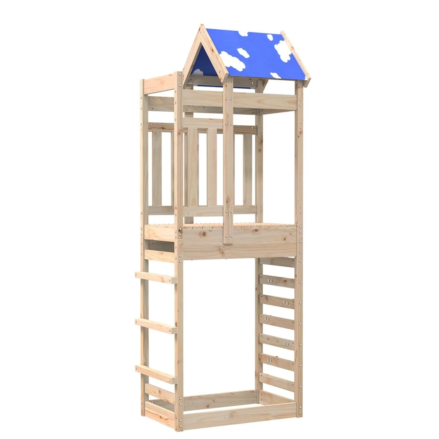 vidaXL Spielturm Braun 85 x 52,5 x 239 cm Massives Kiefernholz 3417196