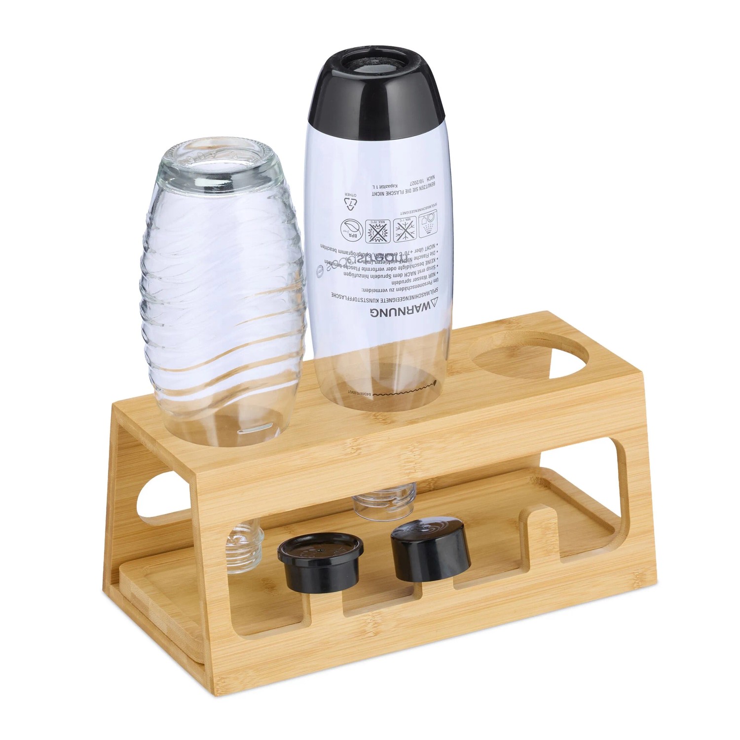Relaxdays Flaschenhalter Bambus Natur Für 3 Flaschen 12,5 cm x 29 cm x 14 cm