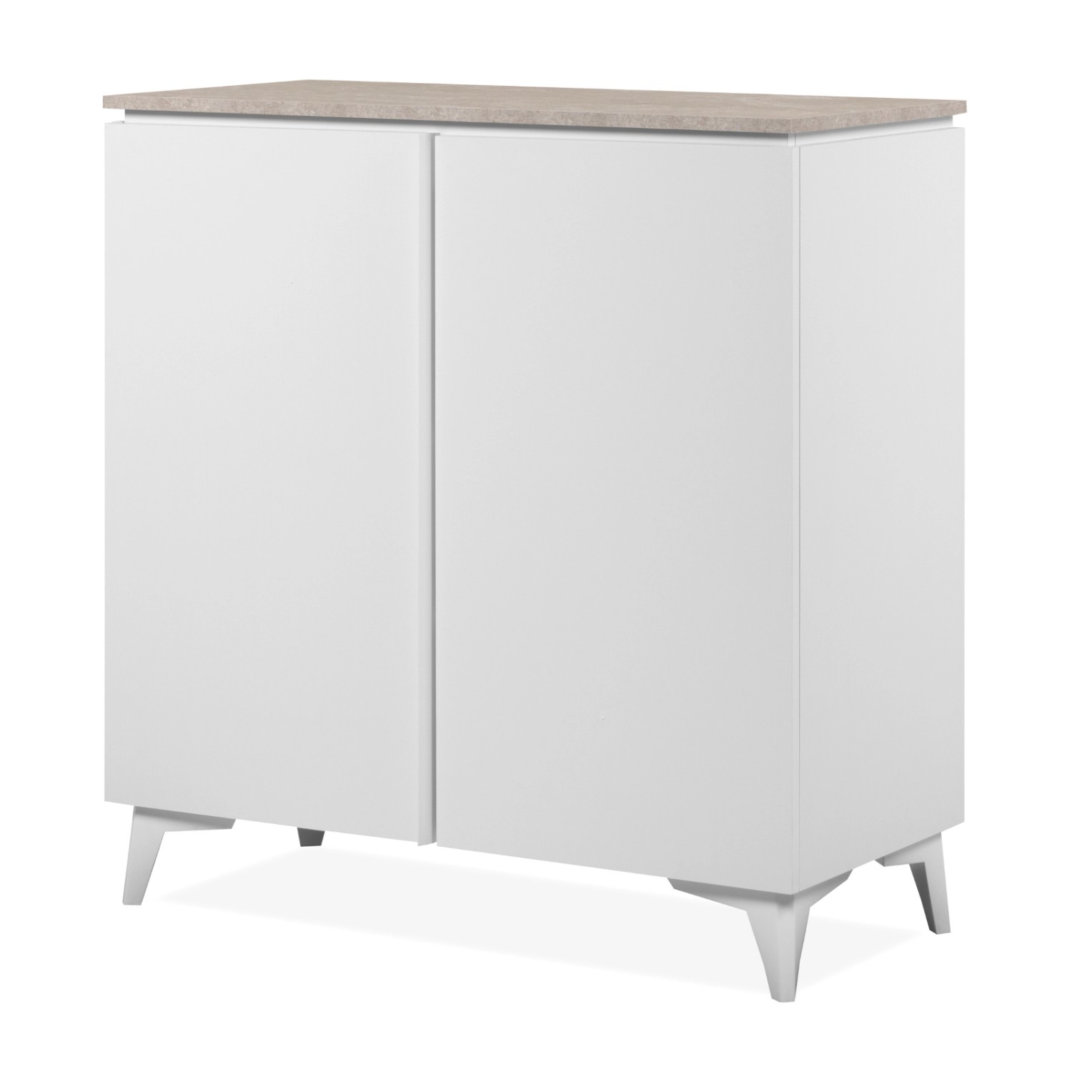 Furn.Design Kommode Weiß und Sandstein 88 x 92 cm 2-türig 3 Fächer Modern V günstig online kaufen