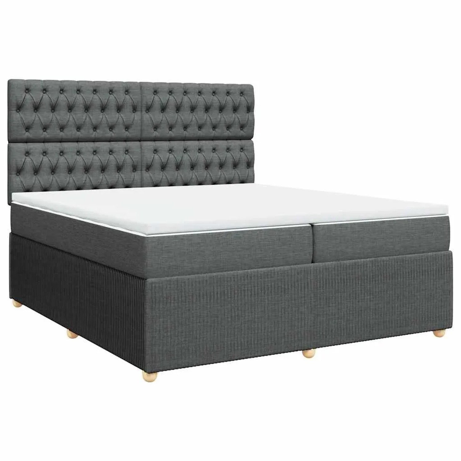 vidaXL Boxspringbett mit Matratze Dunkelgrau 200x200 cm Stoff 3292171
