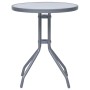 Silbernes Bistro-Set: Tisch mit Glasplatte und Aluminiumgestell, Teil der vidaXL Gartenmöbel.