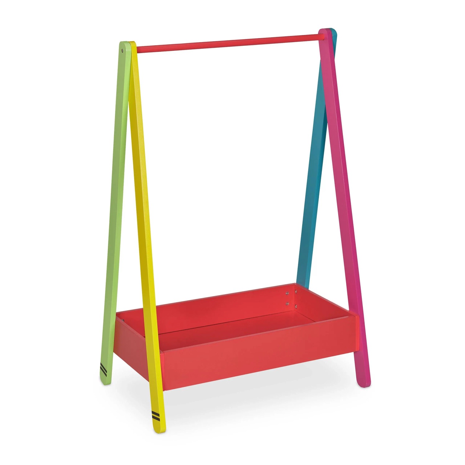 Relaxdays Kleiderständer MDF Holz Bunt für Kinder mit Ablagefach 99 cm x 64,5 cm x 42 cm 4,9 kg